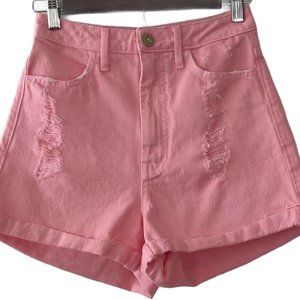Show Me Your Mumu Barbie Womens Pink Raleigh Roll Up Hi-Rise Shorts Size 24